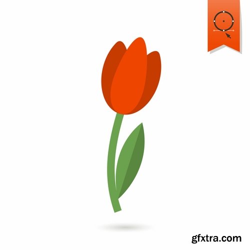 Collection vector image tulip 25 Eps