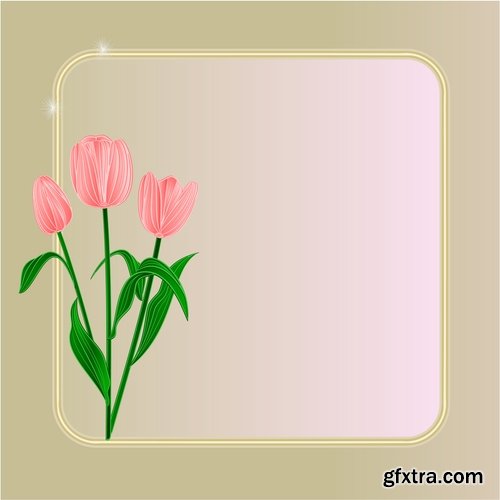 Collection vector image tulip 25 Eps