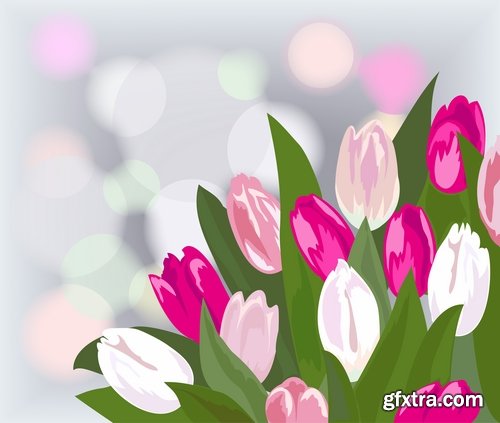 Collection vector image tulip 25 Eps