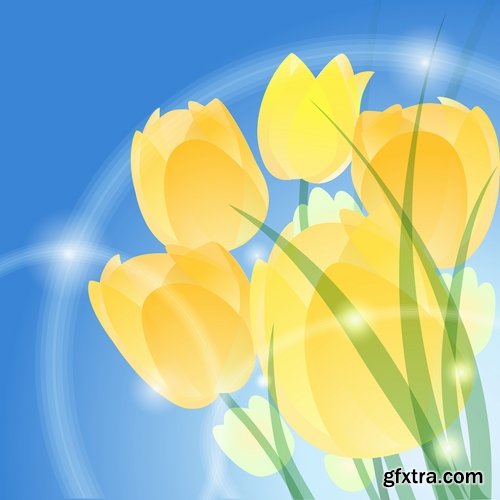 Collection vector image tulip 25 Eps