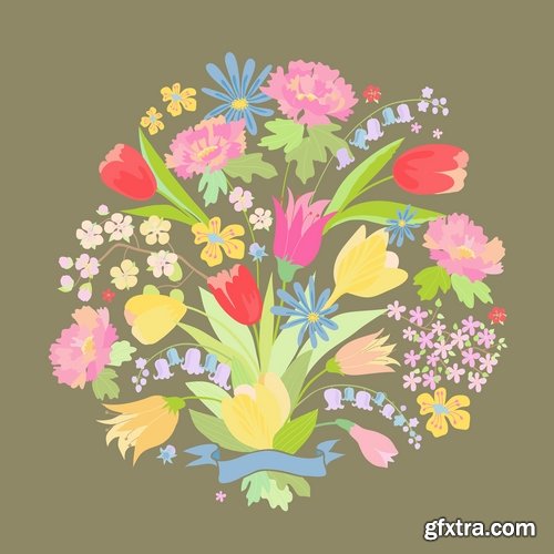 Collection vector image tulip 25 Eps