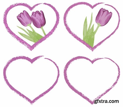 Collection vector image tulip 25 Eps