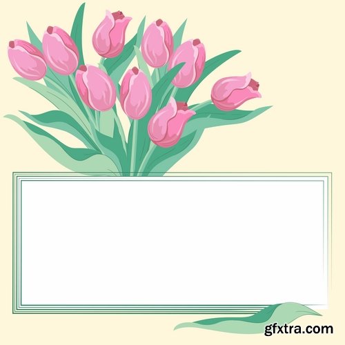 Collection vector image tulip 25 Eps