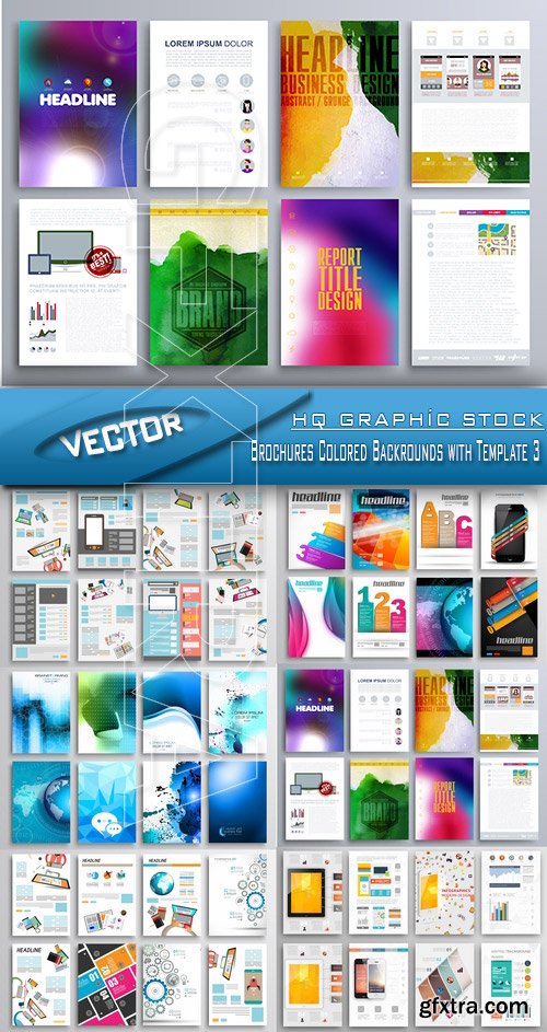 Stock Vector - Brochures Colored Backrounds with Template 3