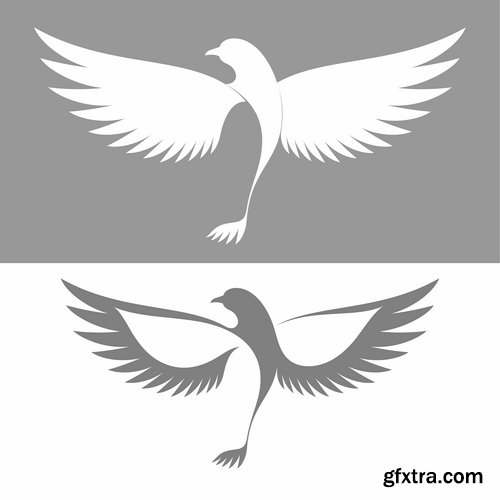 Collection picture vector flying bird 25 Eps