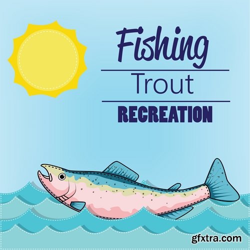 Collection vector image fishing and fishermen 25 Eps