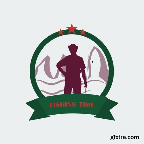 Collection vector image fishing and fishermen 25 Eps