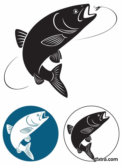 Collection vector image fishing and fishermen 25 Eps