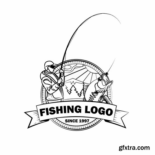 Collection vector image fishing and fishermen 25 Eps