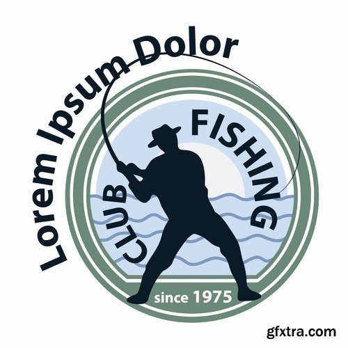 Collection vector image fishing and fishermen 25 Eps