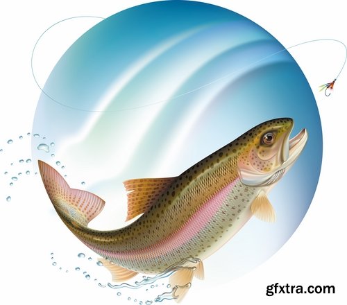 Collection vector image fishing and fishermen 25 Eps