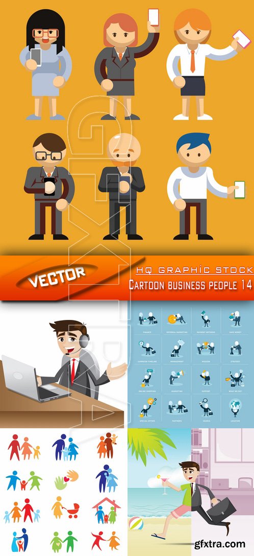 Stock Vector - Cartoon business people 14