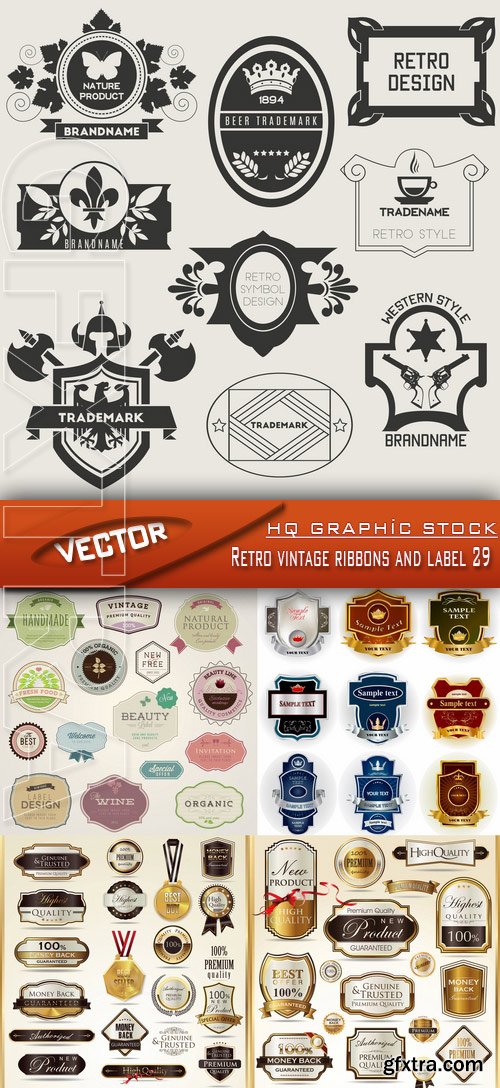 Stock Vector - Retro vintage ribbons and label 29
