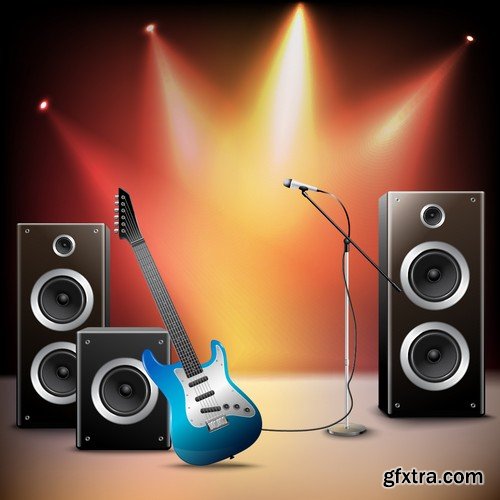 Stock Vectors - Music speakers, 25xEPS