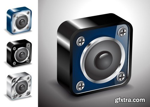 Stock Vectors - Music speakers, 25xEPS