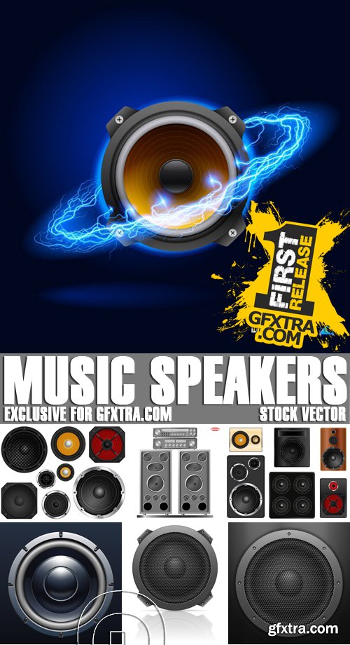 Stock Vectors - Music speakers, 25xEPS