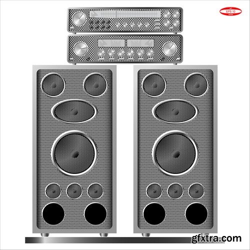 Stock Vectors - Music speakers, 25xEPS