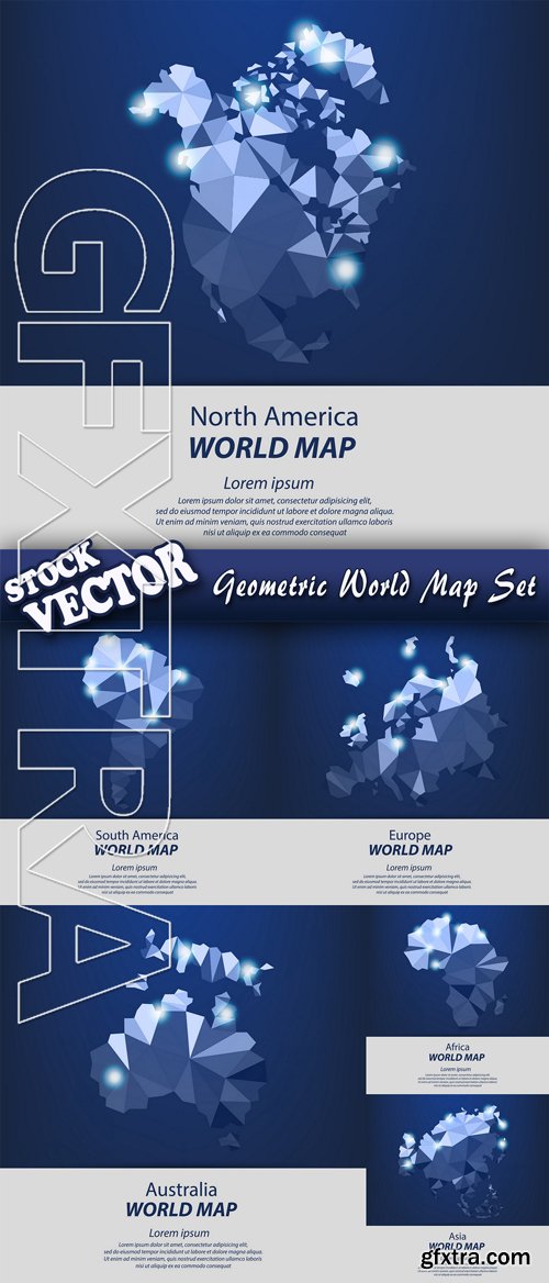 Stock Vector - Geometric World Map Set