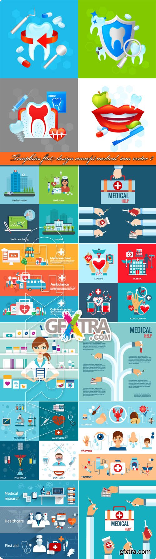 Templates flat design concept medical icon vector 8