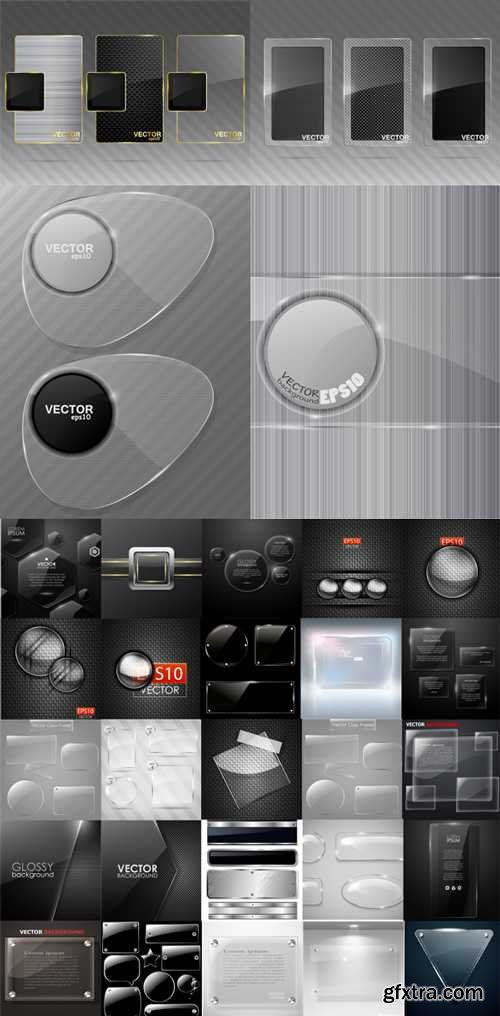 Transparent glass vector backgrounds and styles web elements