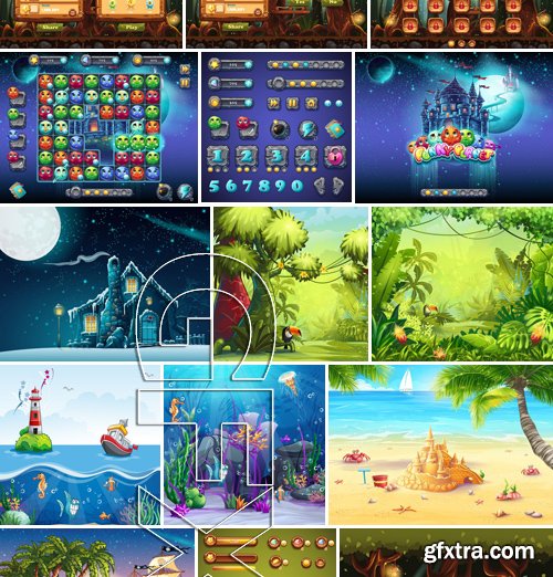 Stock Vectors - Game design template, 25xEPS