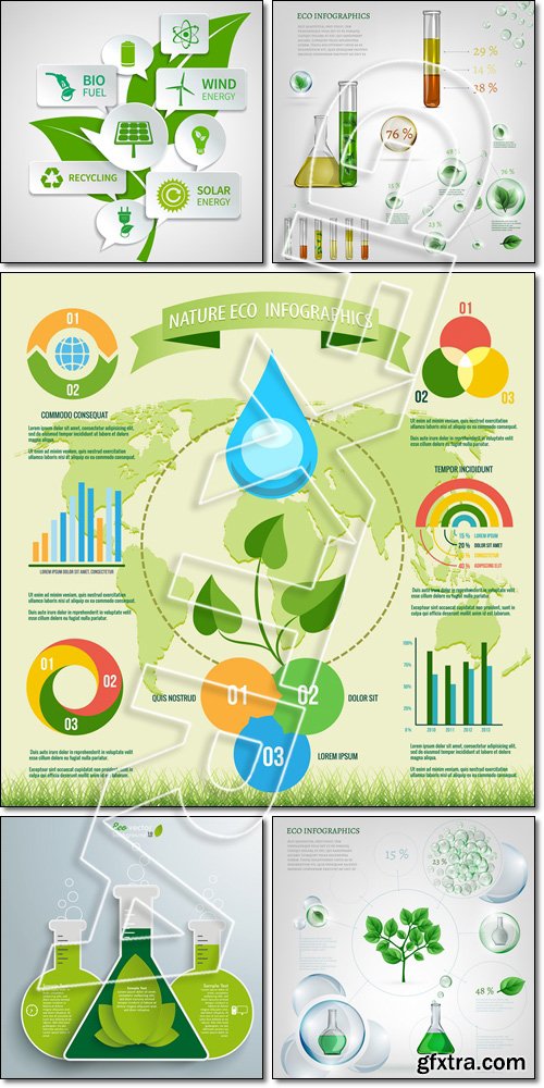 ECO, bio infographics, Ecology paper bubbles - Vector