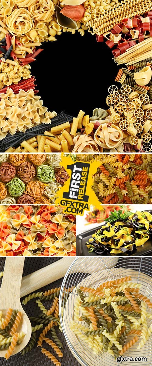 Stock Photo Colored pasta closeup