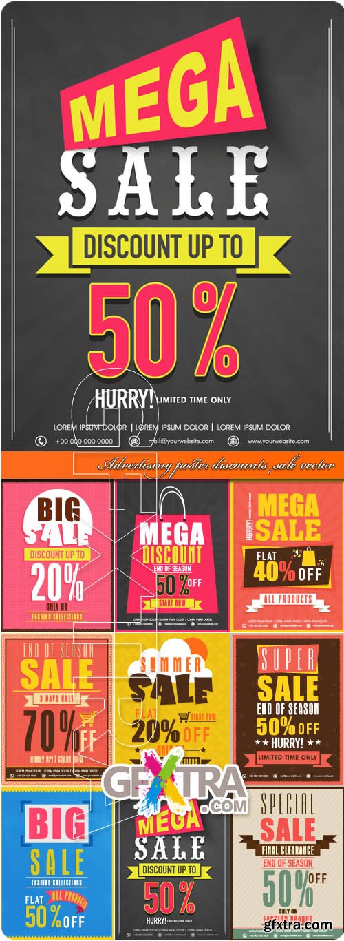 Advertising poster discounts sale vector