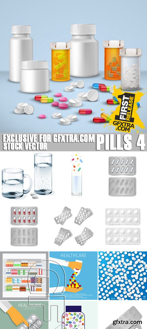 Stock Vectors - Pills 4, 25xEPS