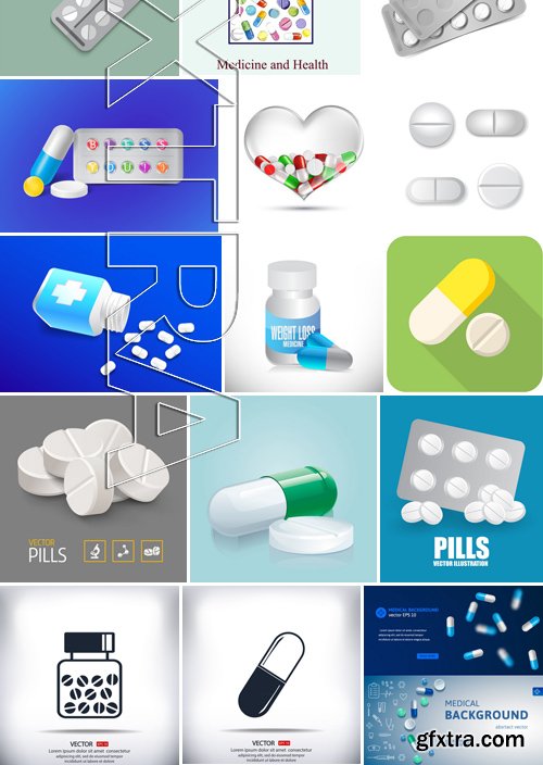 Stock Vectors - Pills 4, 25xEPS