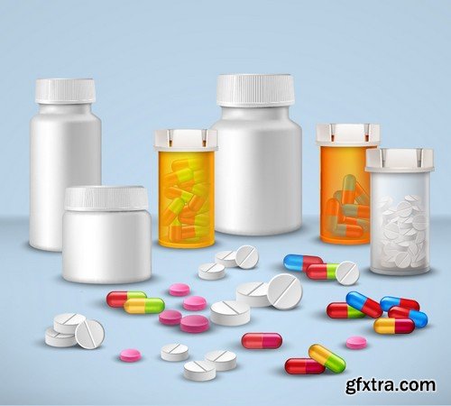 Stock Vectors - Pills 4, 25xEPS