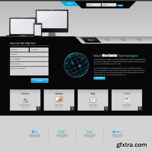 Stock Vectors - Website template 23, 25xEPS