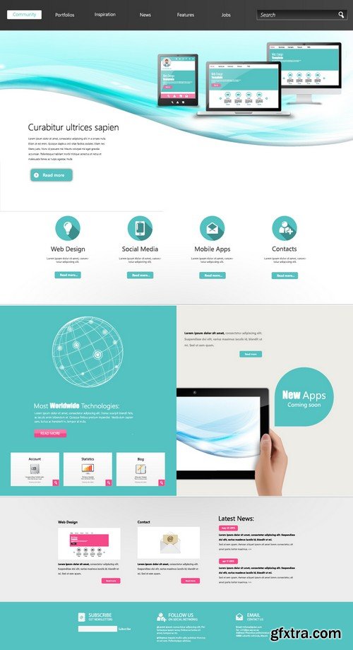 Stock Vectors - Website template 23, 25xEPS