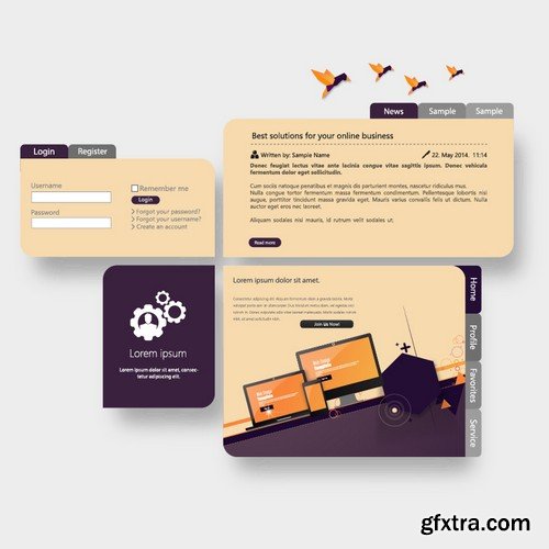 Stock Vectors - Website template 23, 25xEPS