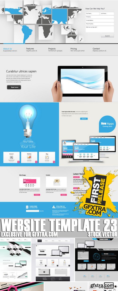 Stock Vectors - Website template 23, 25xEPS