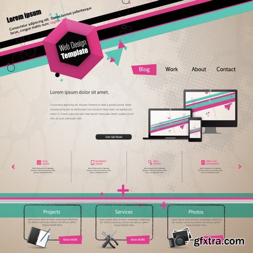 Stock Vectors - Website template 23, 25xEPS