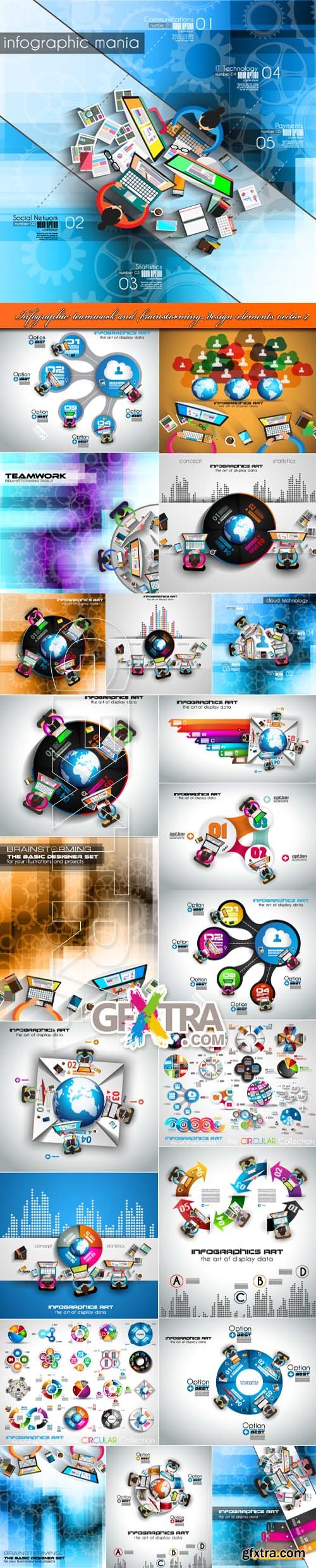 Infographic teamwork and brainstorming design elements vector 2