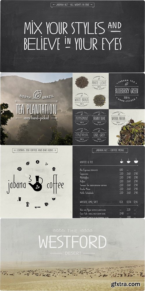 Jabana Alt Font Family - 20 Fonts $146