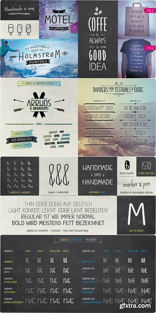 Jabana Alt Font Family - 20 Fonts $146