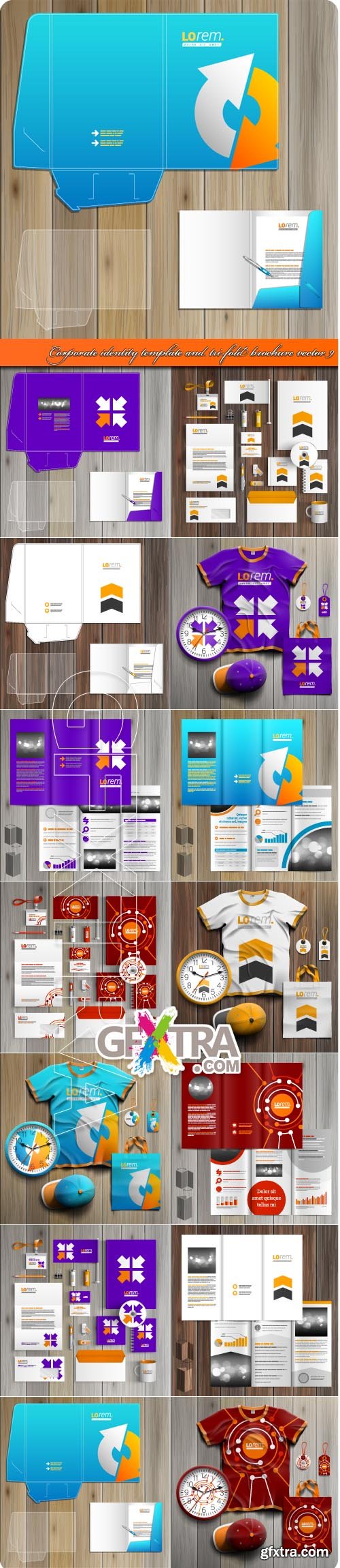 Corporate identity template and tri-fold brochure vector 9