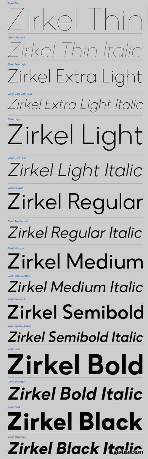 Zirkel - Geometric Sans Serif Font Family NEW! 16xOTF $478