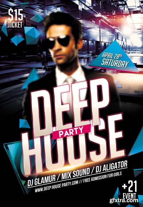 Deep House Party Club Flyer PSD Template