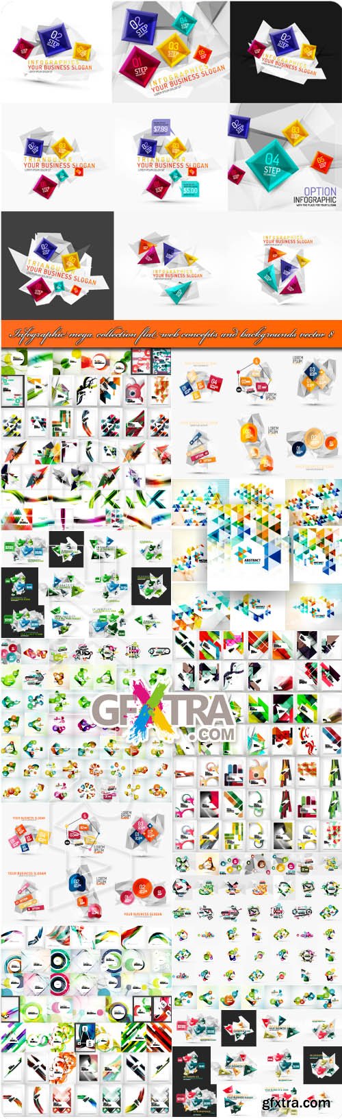 Infographic mega collection flat web concepts and backgrounds vector 8