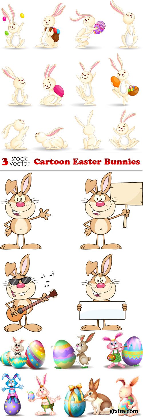 Vectors - Cartoon Easter Bunnies