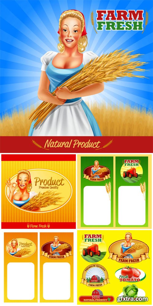 Farming, labels and backgrounds vector