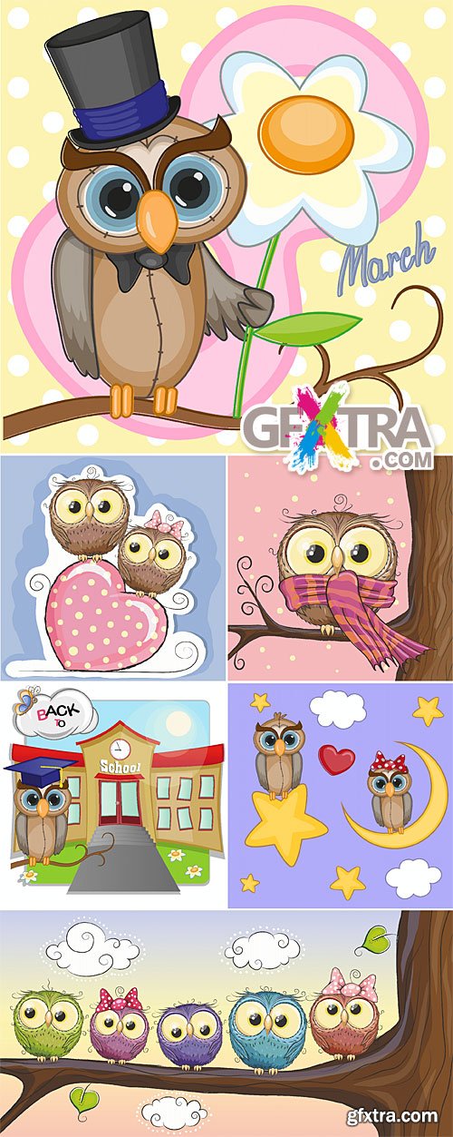 Cute owls vector