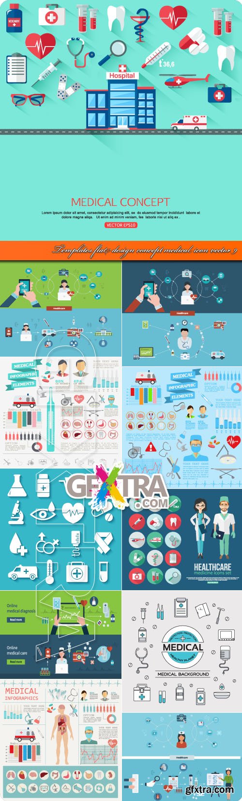 Templates flat design concept medical icon vector 9