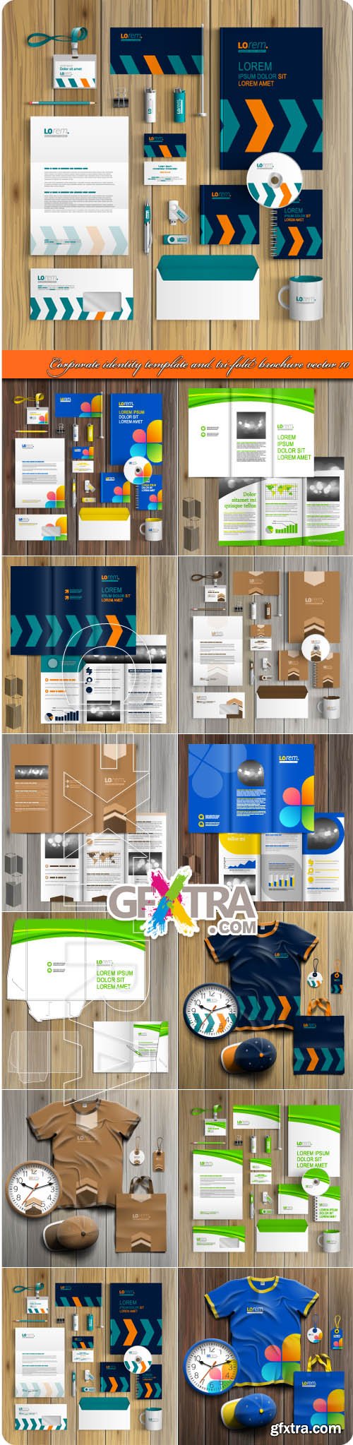 Corporate identity template and tri-fold brochure vector 10