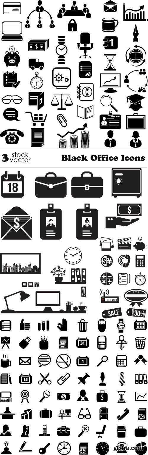 Vectors - Black Office Icons