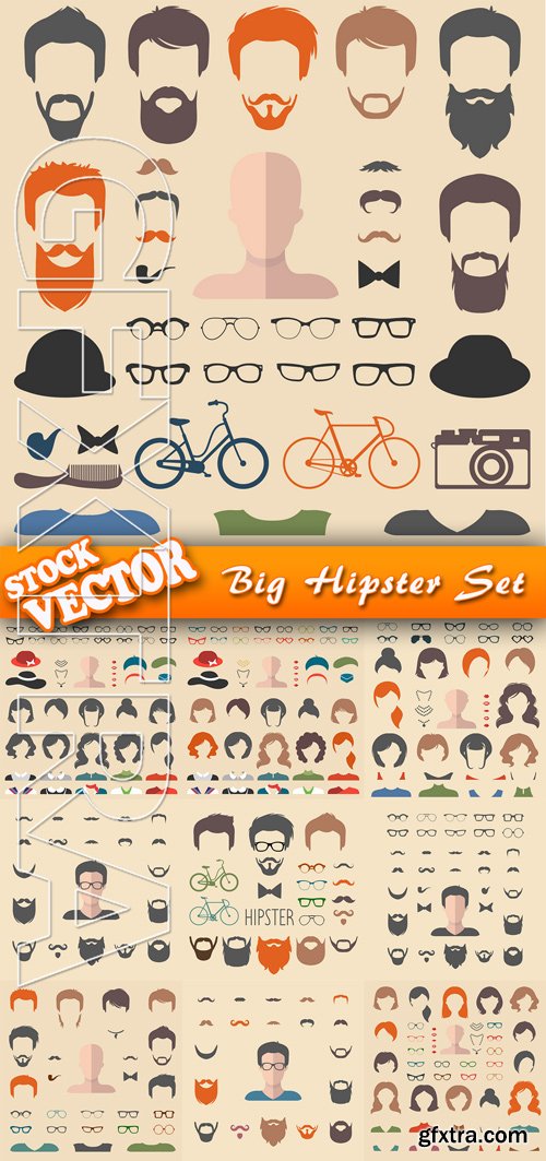 Stock Vector - Big Hipster Set